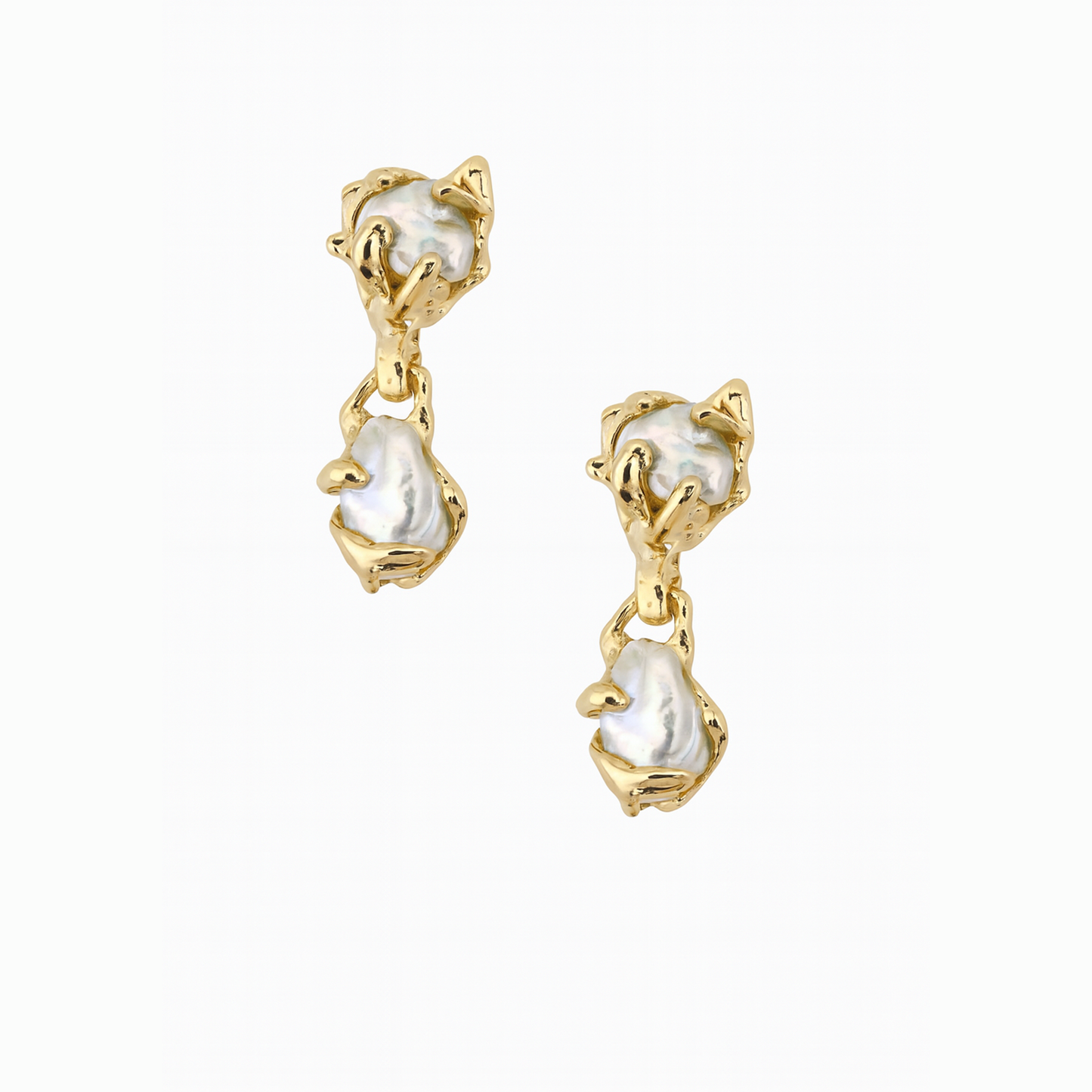Golden Mist Baroque Drop Earrings