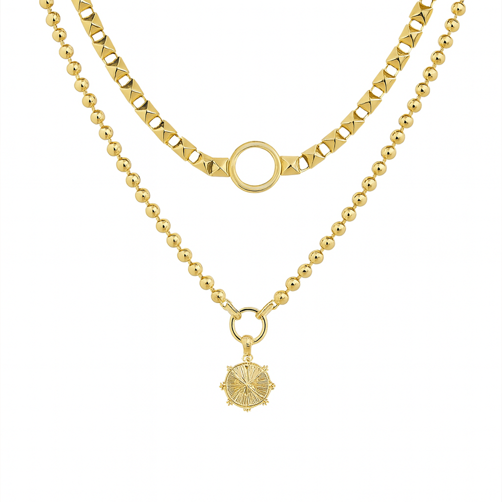 Twin Orbit Gold Necklaces
