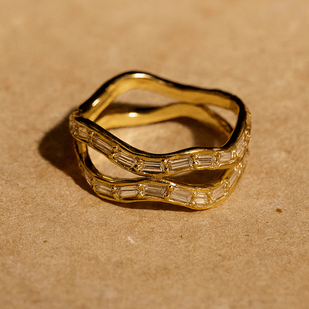 Wave Baguette Band Ring