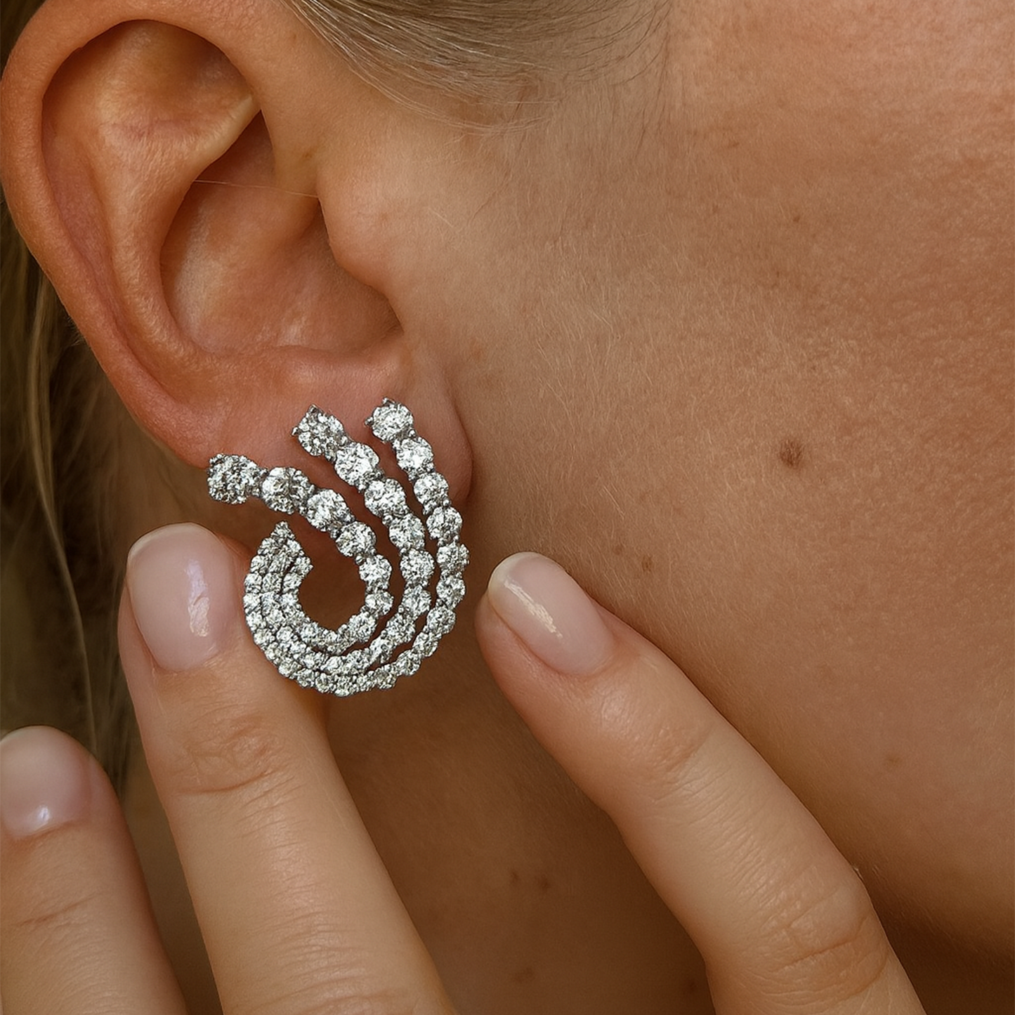 Reina Spiral Crystal Stud Earrings