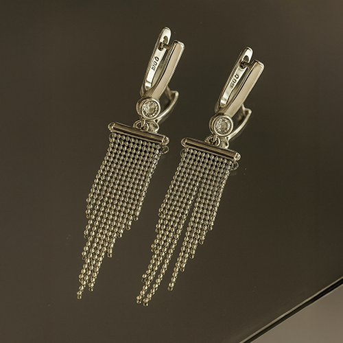 Sana Silver Chain Tassel Earrings
