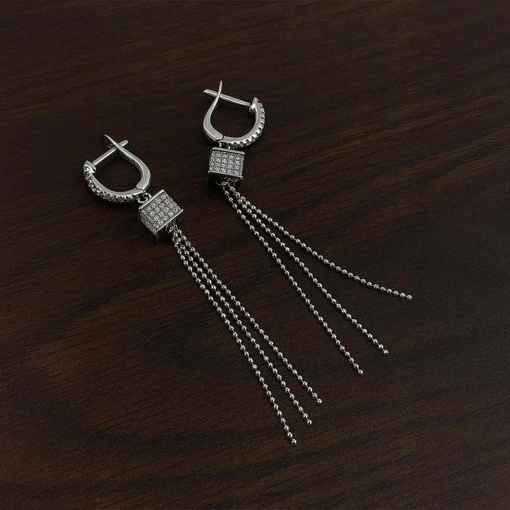 Celestine Crystal Tassel Drop Earrings