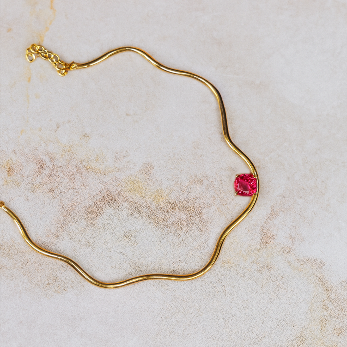 Zaria Choker Necklace with Pink Crystal