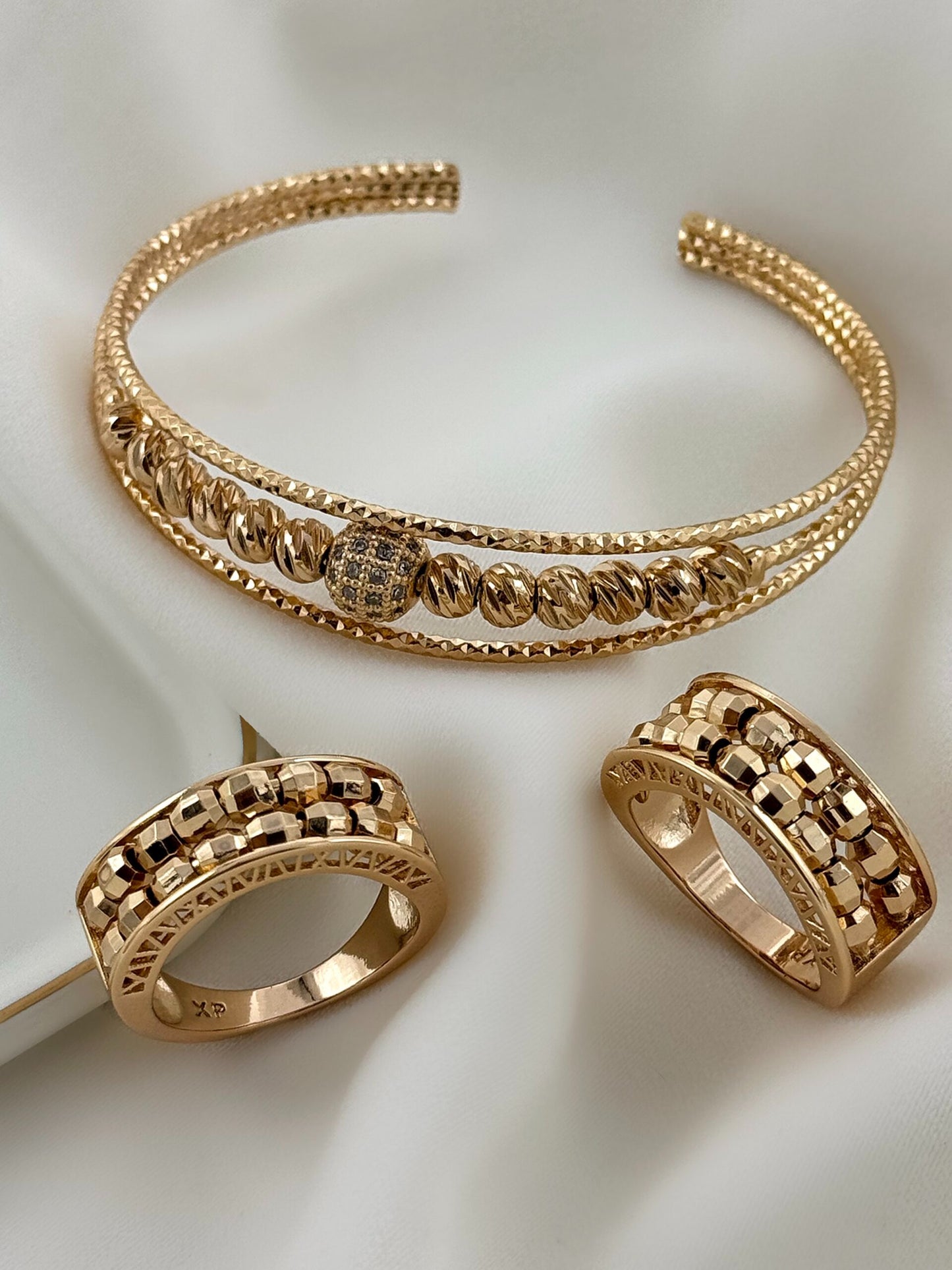 Alina Geometric Gold Ring & Bracelet Set