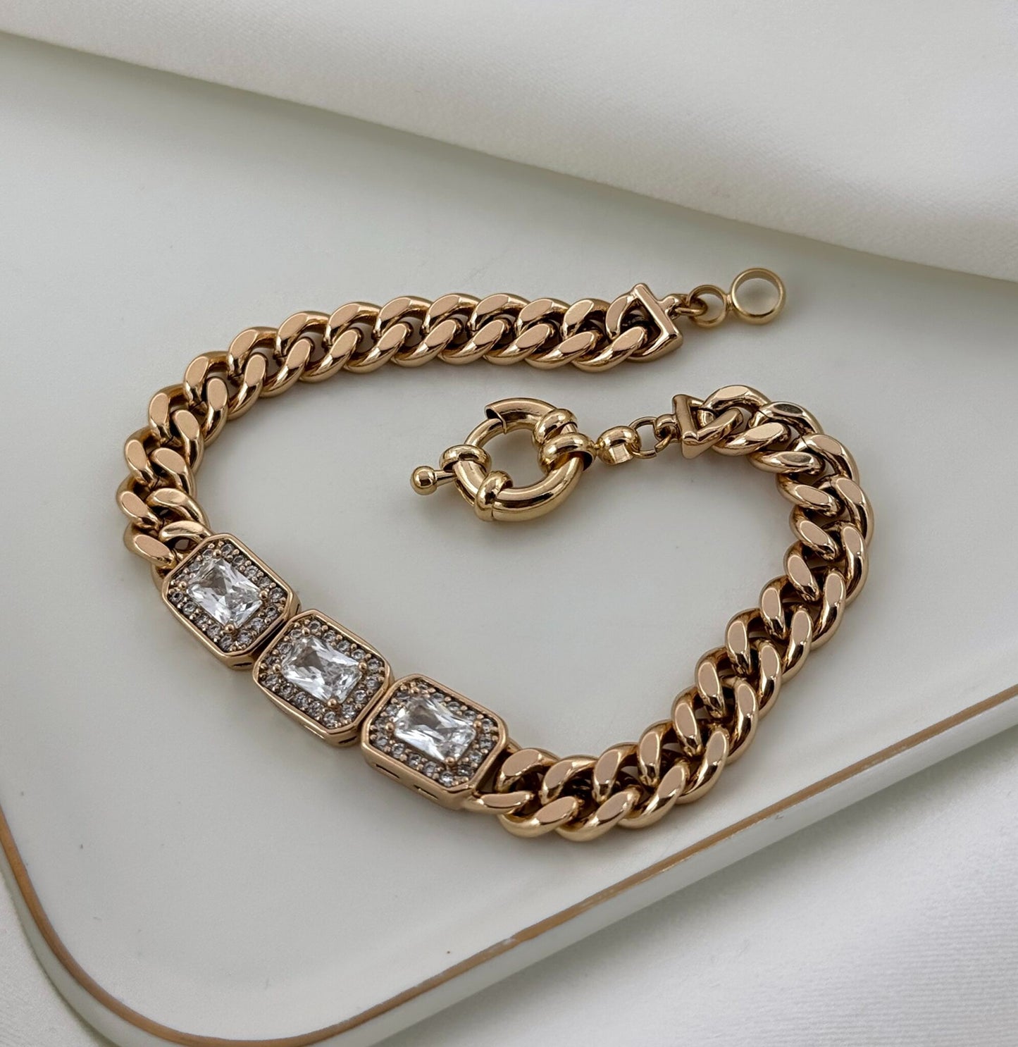 Ivy CZ Studded Gold Jewellery Set