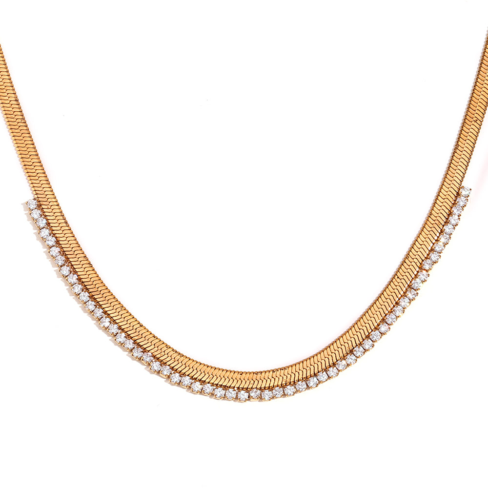 Elina Gold and Crystal Necklace