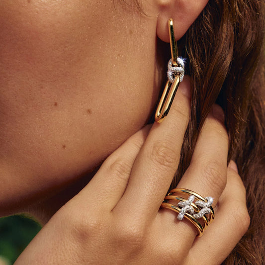 Power Link Jewelry Set – Gold-Plated Earring, Bracelet & Ring Combo