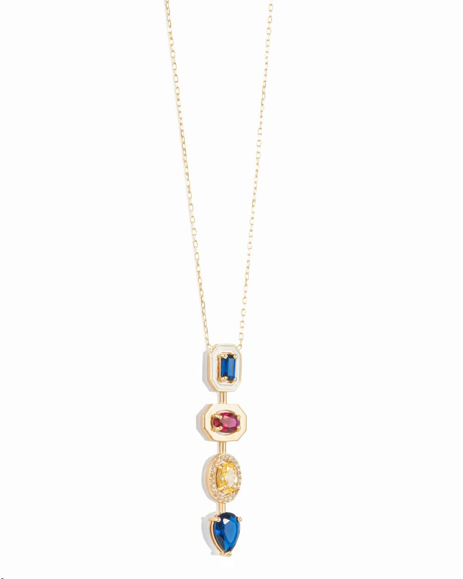 Heritage Multi-Gem Vertical Pendant Necklace