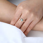 Marbled Green & Diamond Adjustable Ring 925 Sterling Silver