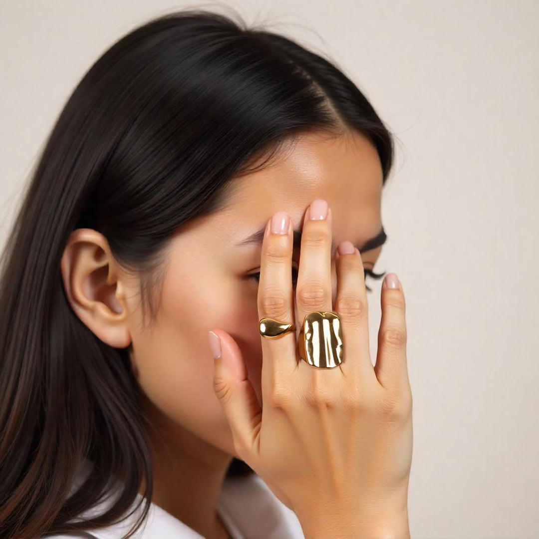 Gilded Cascade Quartet Gold Rings for Women