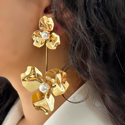 Marwa Sculpted Floral Drop Earrings
