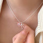 Charming Heart & Bow Silver Necklace for Women
