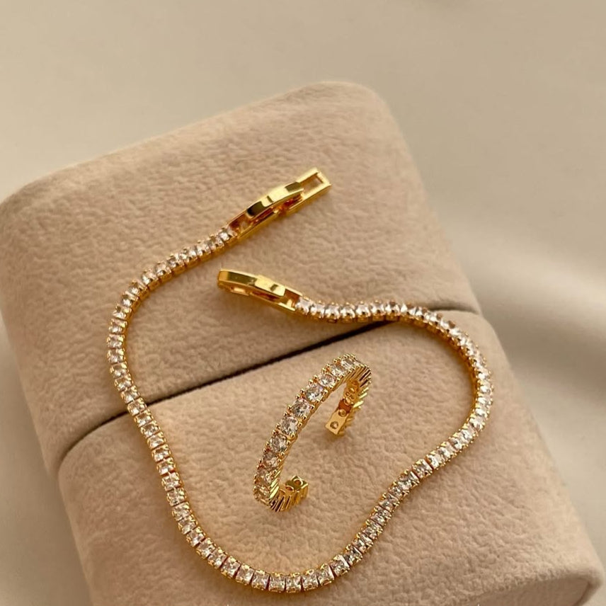 Zirconia Ring and Bracelet Set for Women