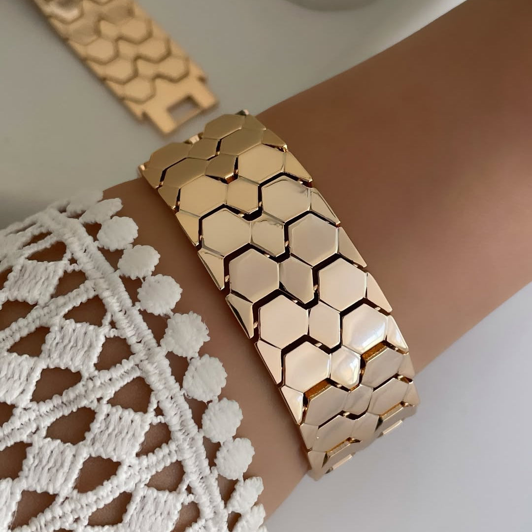 Sabine Honeycomb Pattern Statement Bracelet