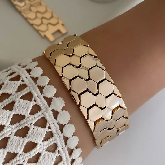 Sabine Honeycomb Pattern Statement Bracelet