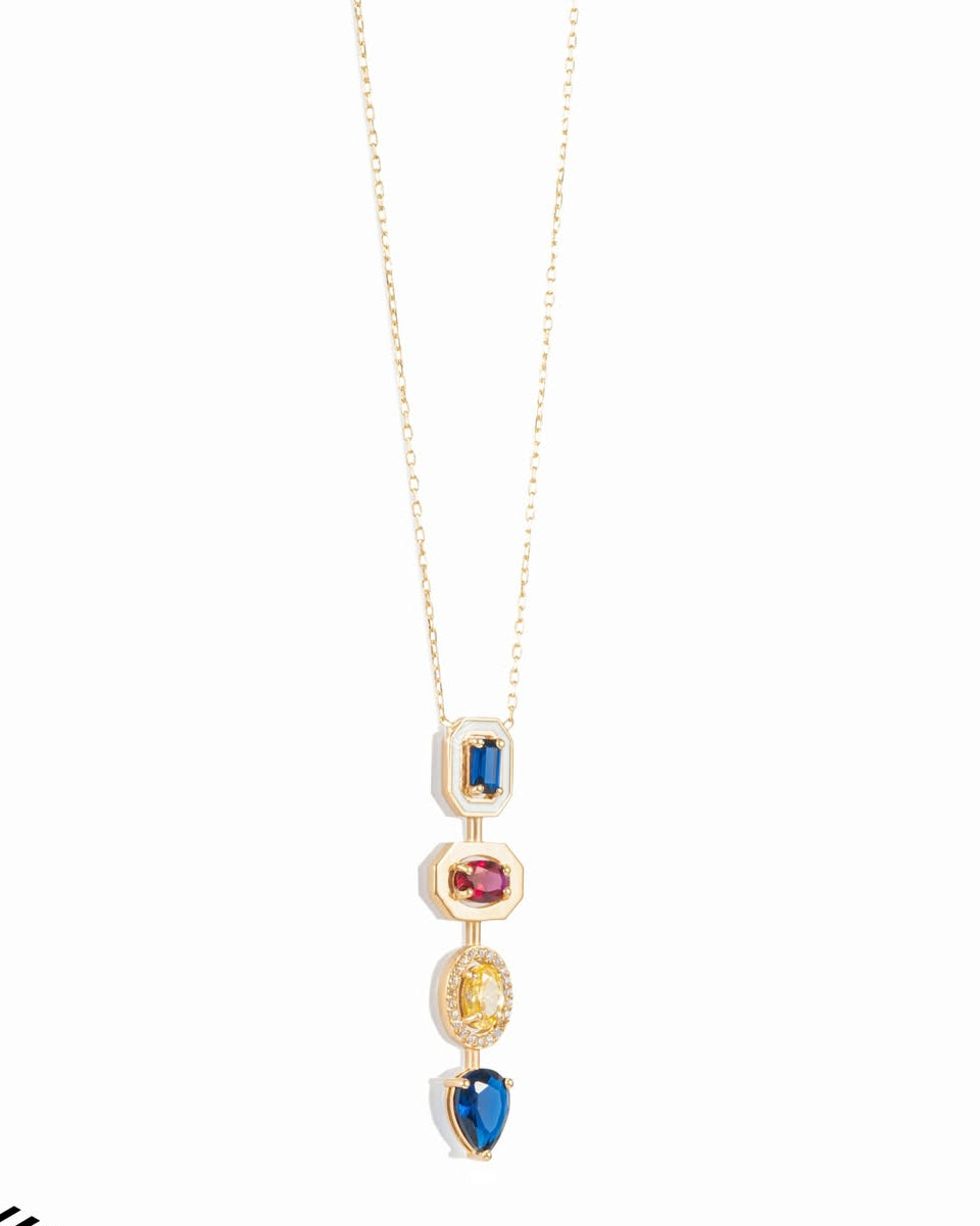 Heritage Multi-Gem Vertical Pendant Necklace
