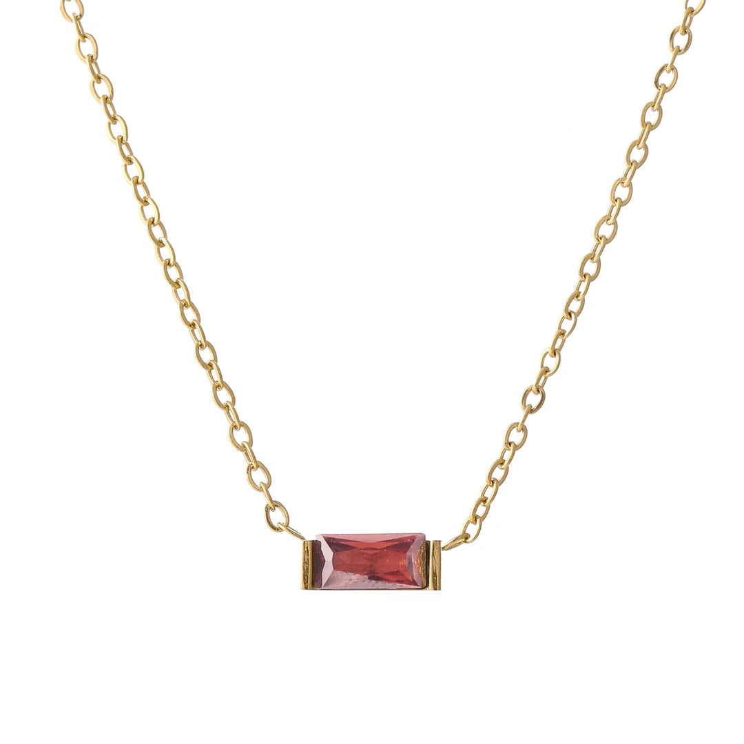 Gemma Birthstone Bar Necklace
