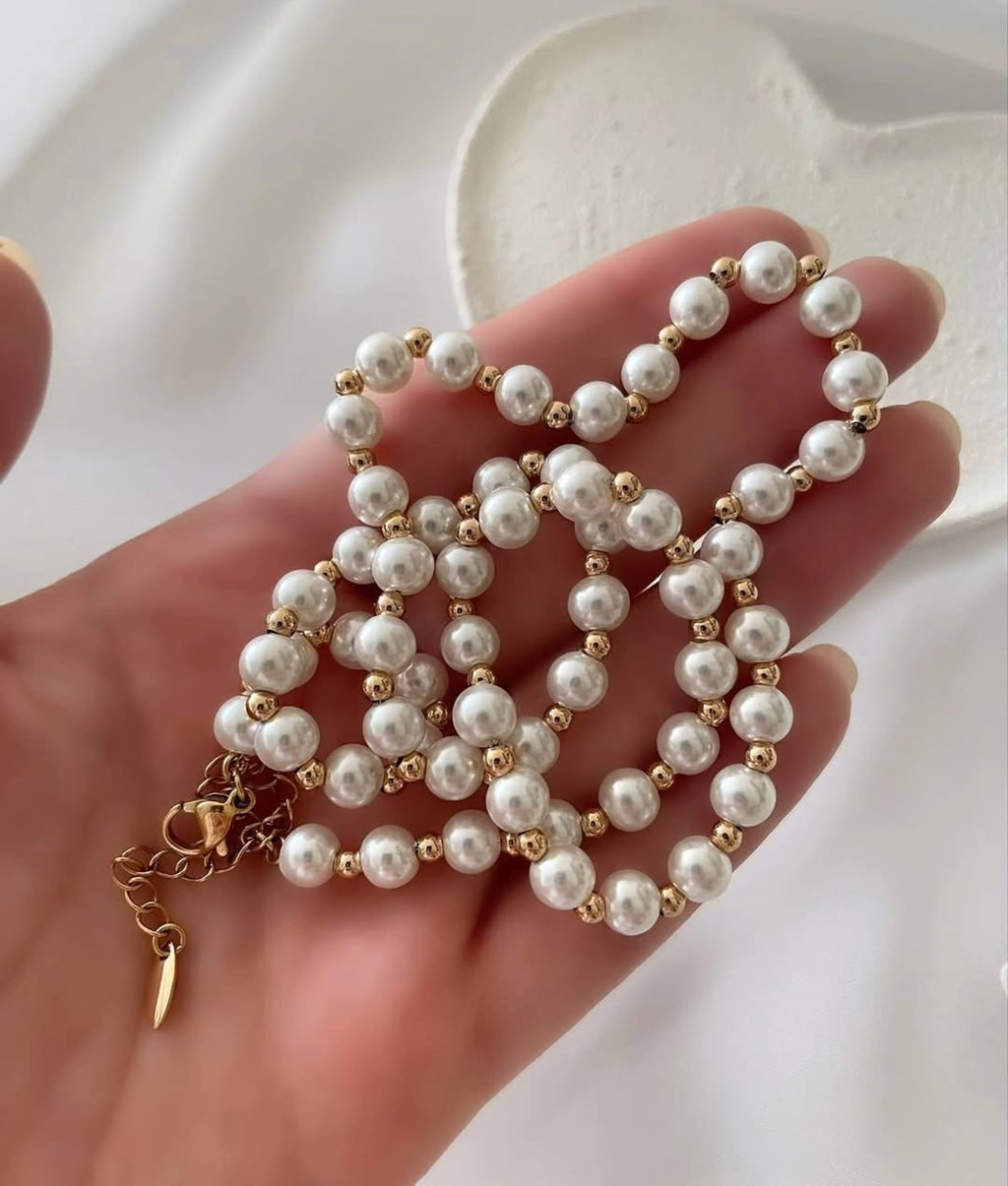 Pearl Bow Charm Adjustabel Necklace (Set of 2)