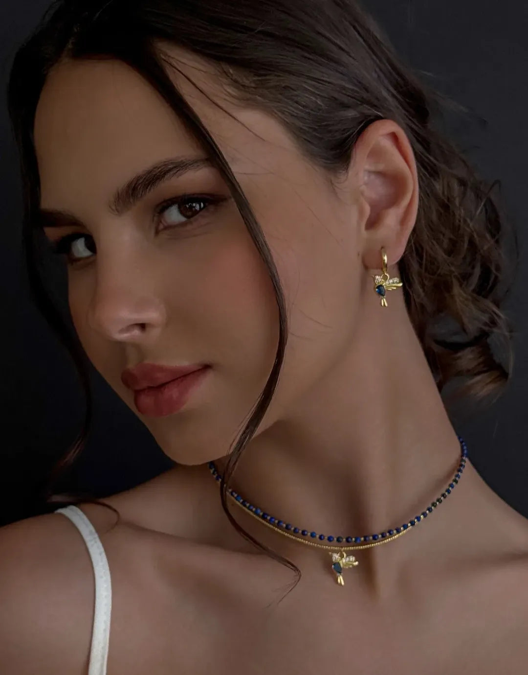 Blue Enamel Hummingbird Set