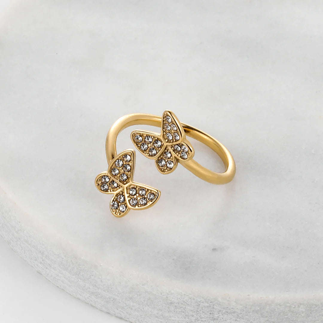 Flora Pave Butterfly Ring