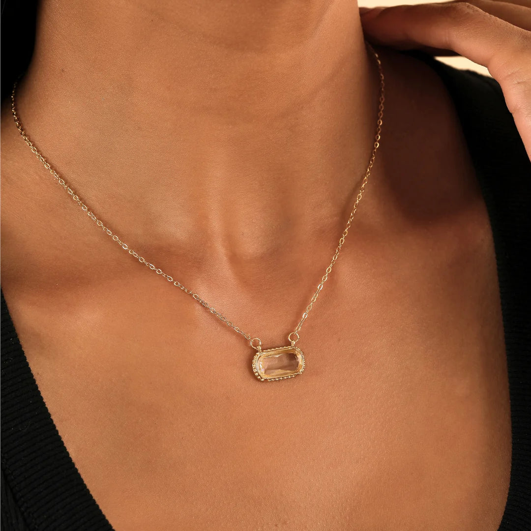 Celeste Aqua Frame Necklace