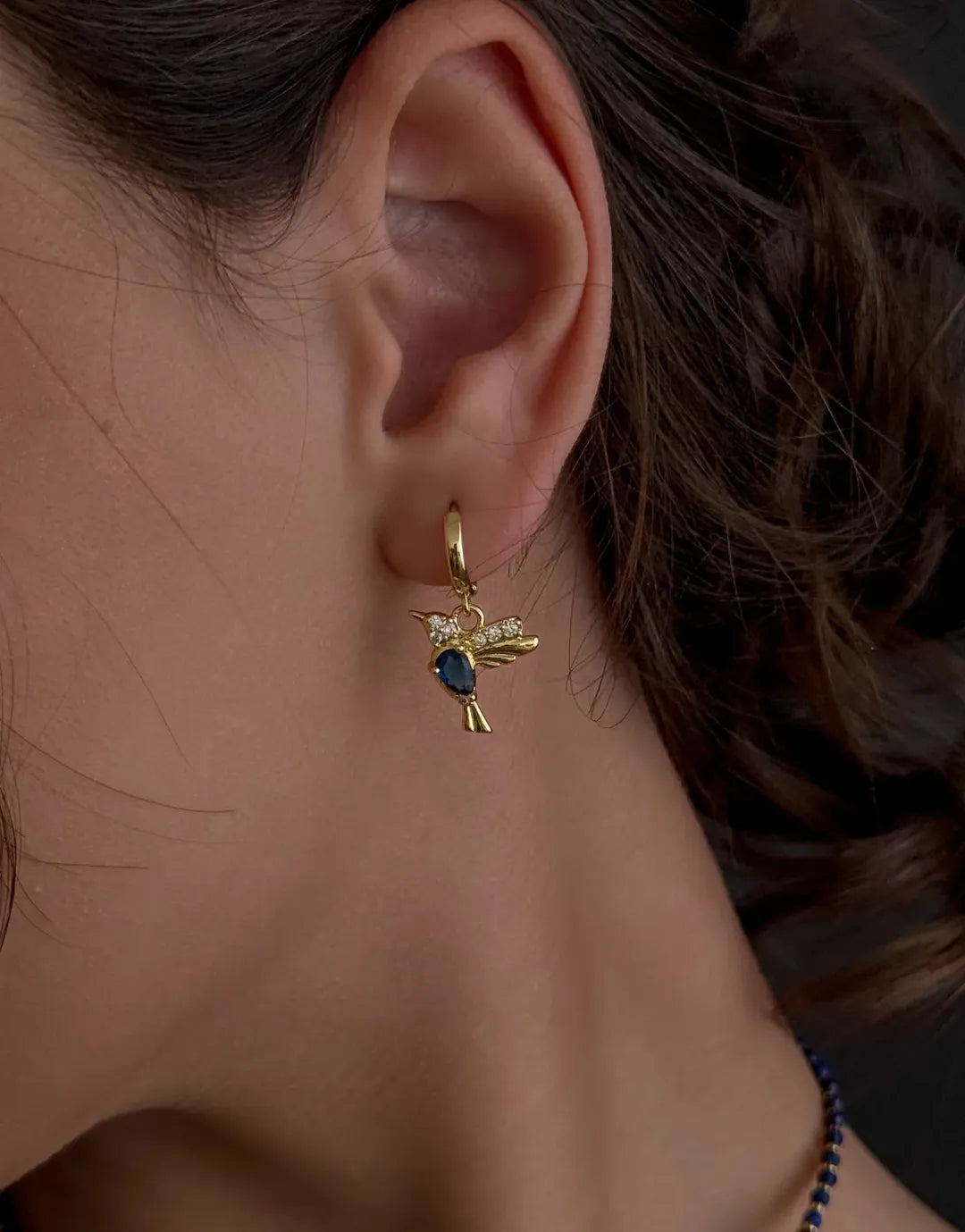 Blue Enamel Hummingbird Set