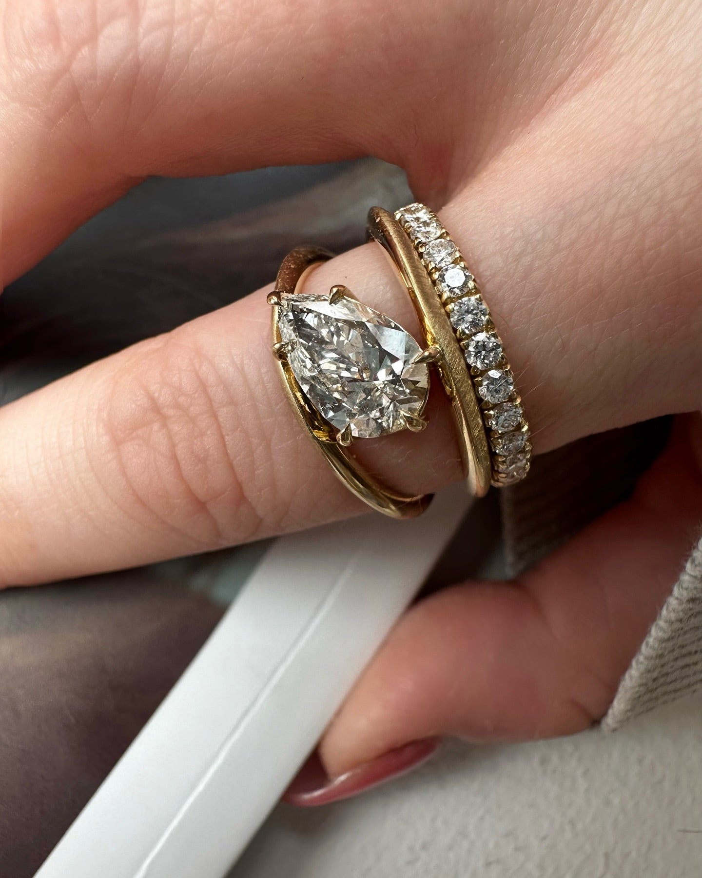 Pear-Shaped Crystal Ring Set