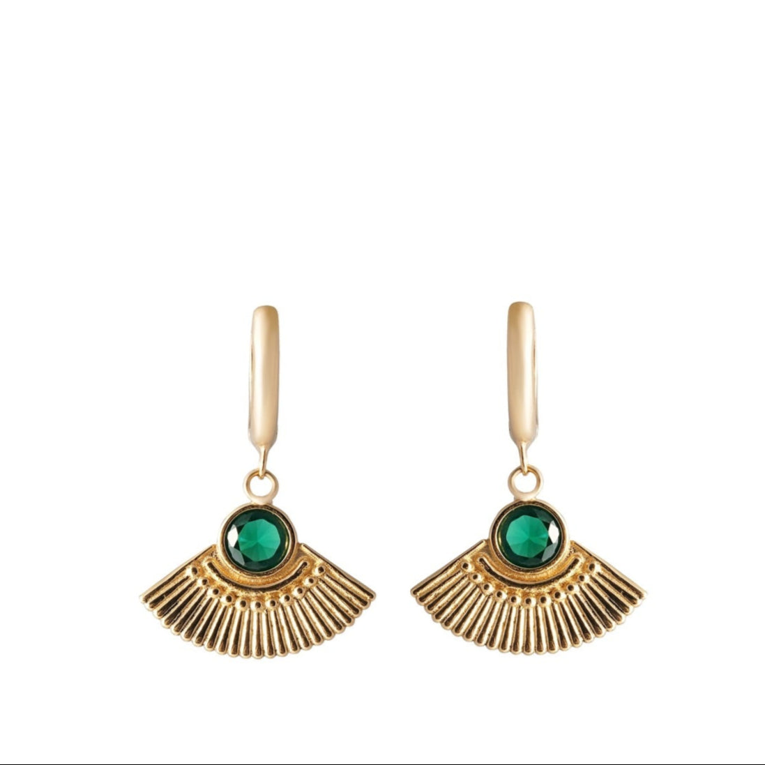 Golden Fan Drop Earrings