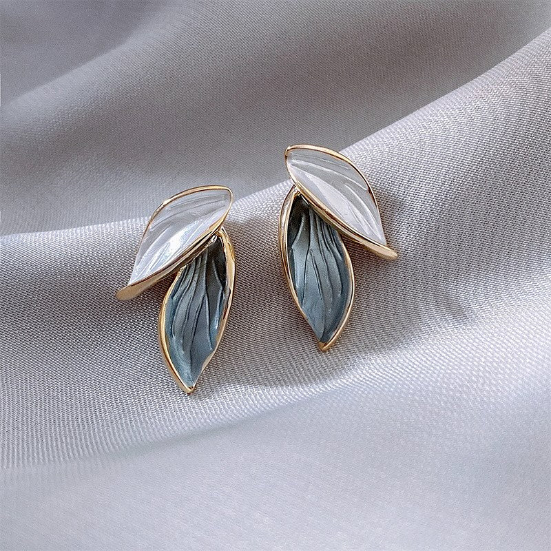 Lila Dual Leaf Enamel Stud Earrings