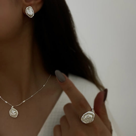 Silver Teardrop Pendant Set for Women