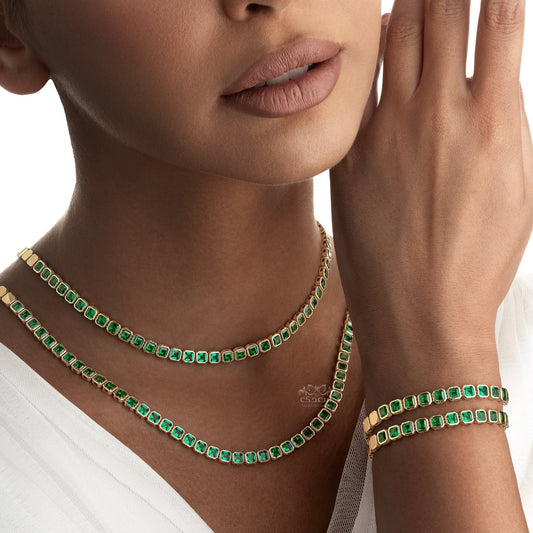 Soraya Emerald Necklace and Bracelet Set
