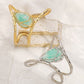 Soraya Green Stone Textured Open Cuff Bracelet