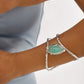 Soraya Green Stone Textured Open Cuff Bracelet
