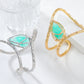 Soraya Green Stone Textured Open Cuff Bracelet