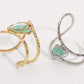 Soraya Green Stone Textured Open Cuff Bracelet