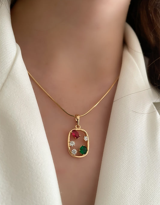 Multi-Gemstone Pendant Necklace