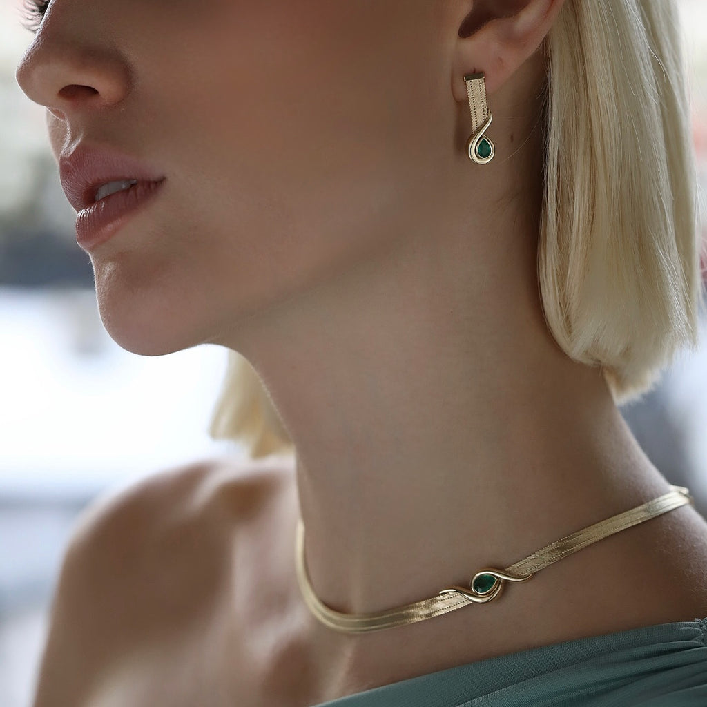 Isola Emerald Gold Collar Set of 4