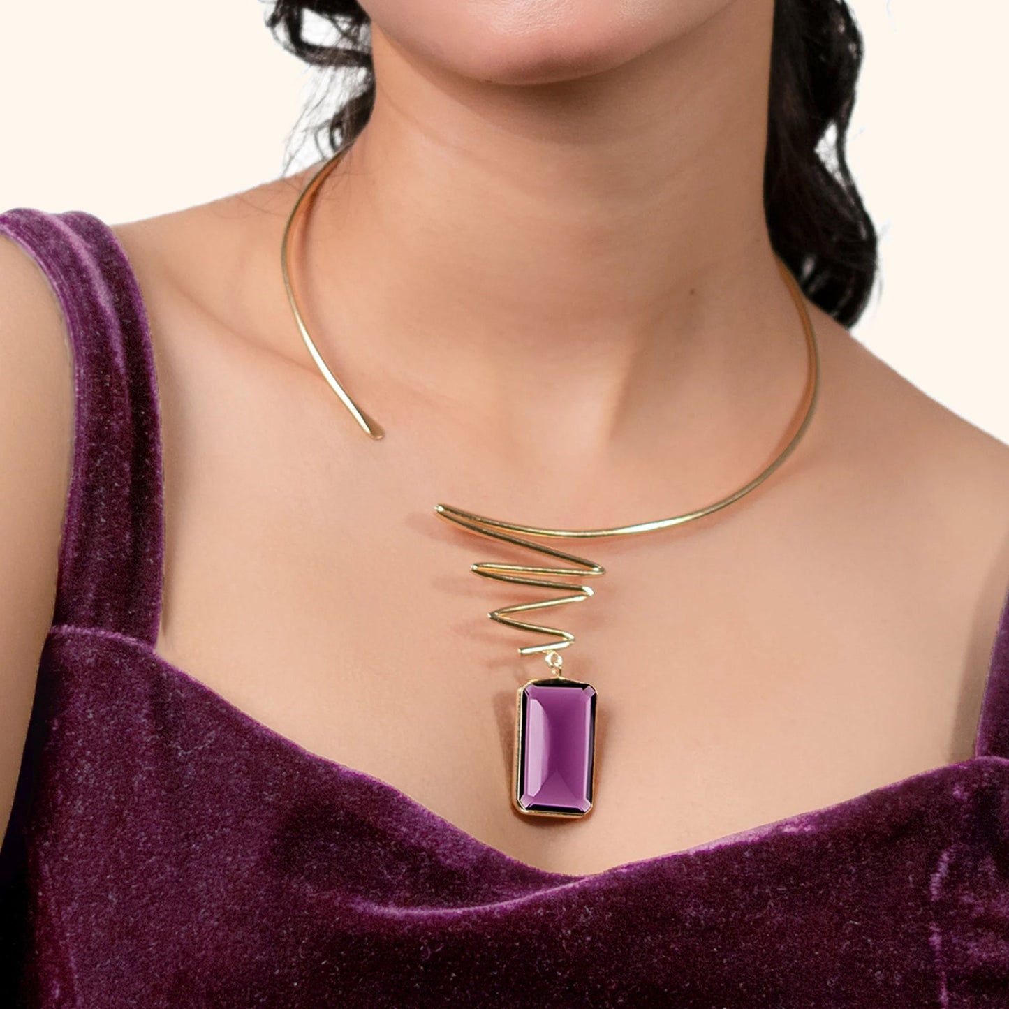 Royal Amethyst Spiral Necklace