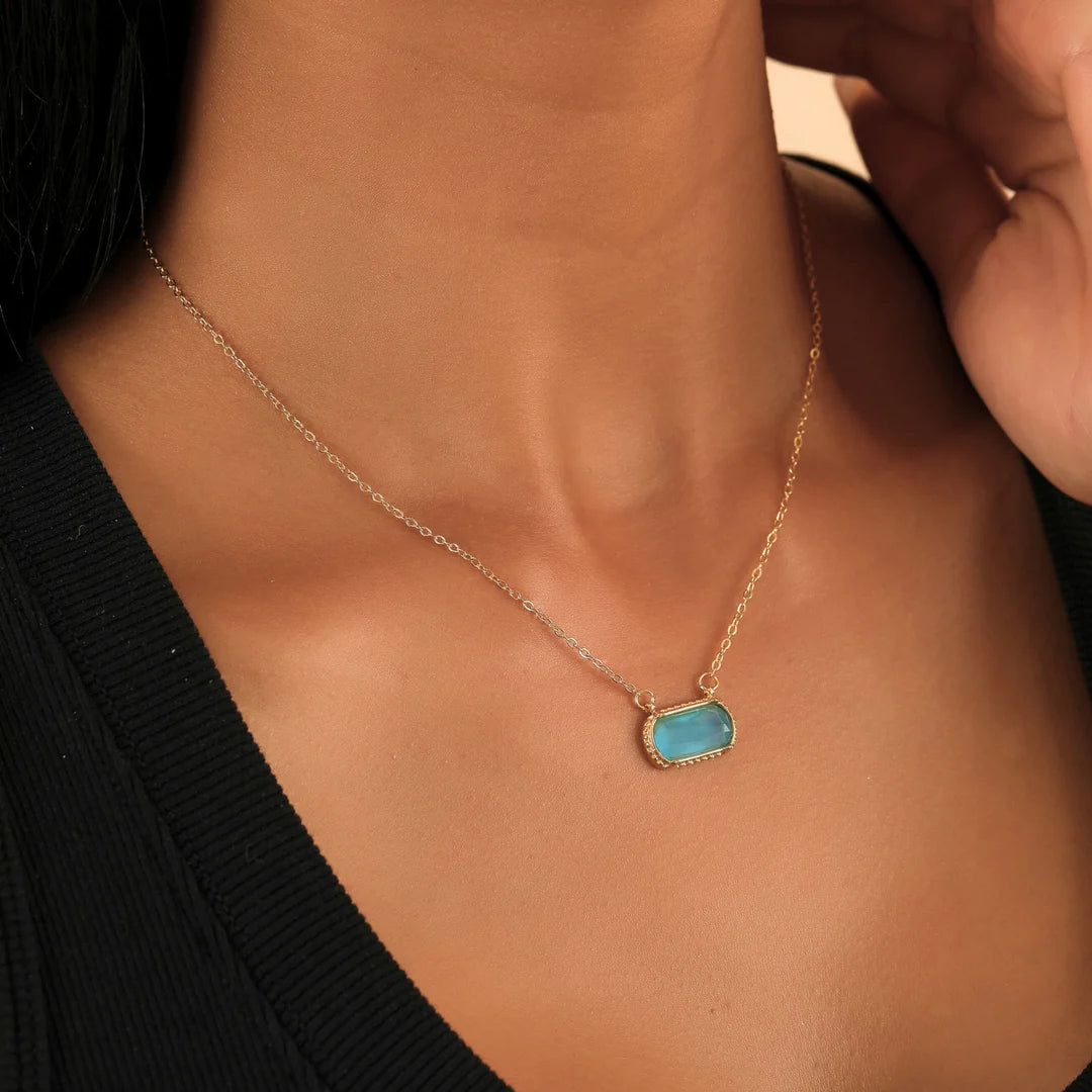 Celeste Aqua Frame Necklace
