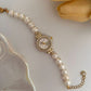 Elegant Pearl Watch with Crystal Bezel for Women