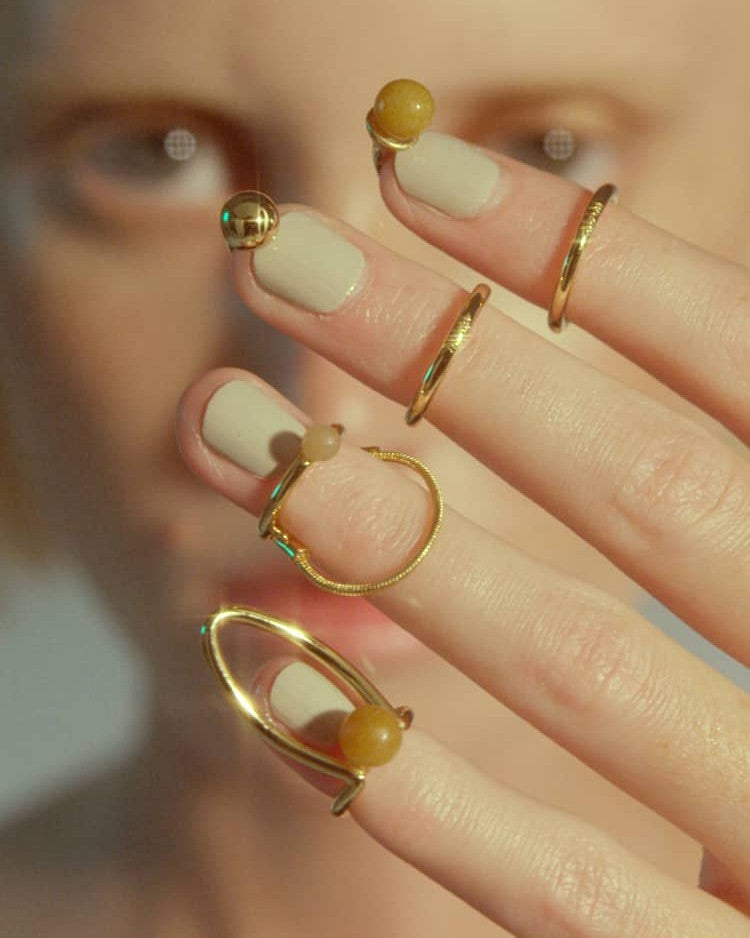 Citrine Orbit Ring Set