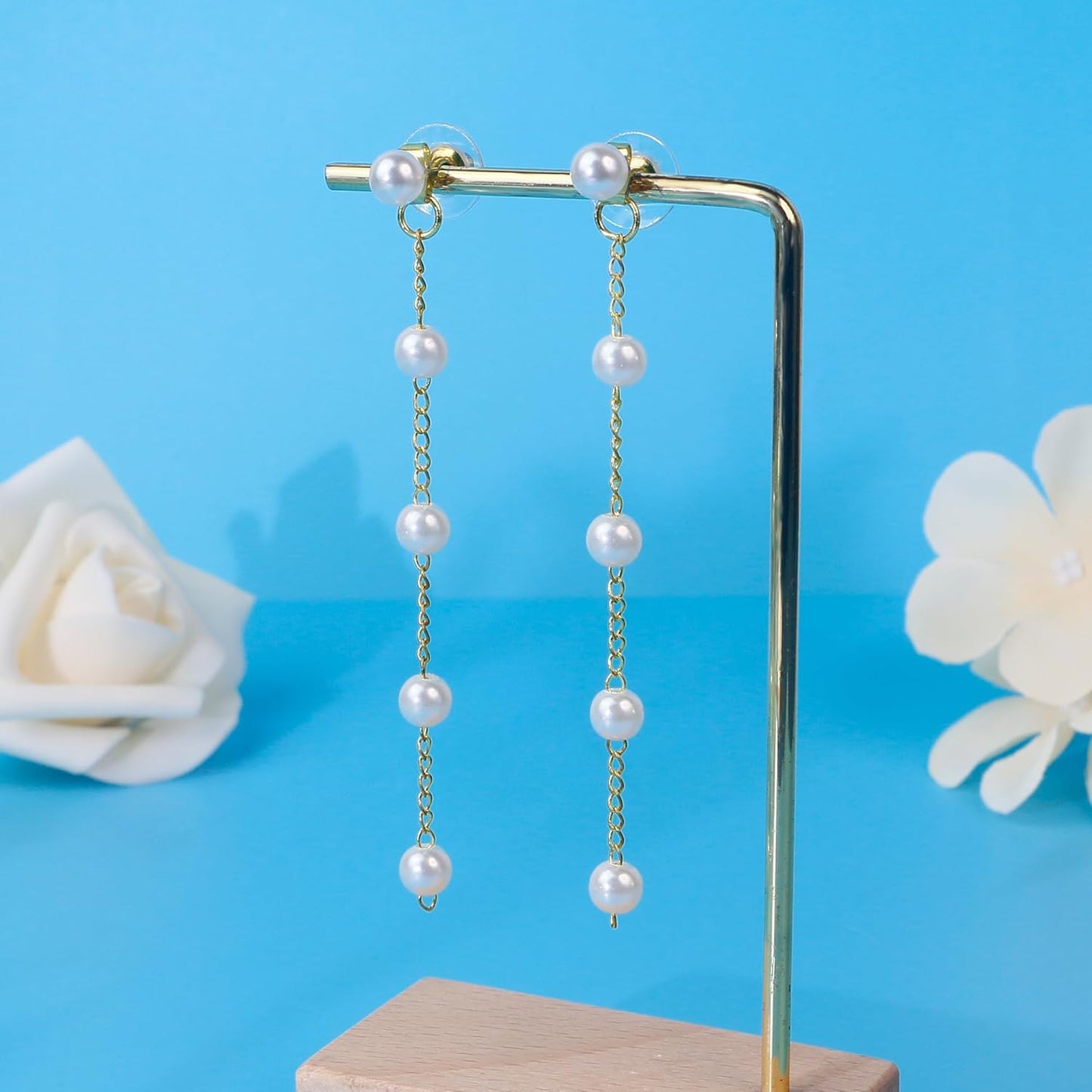 Convertible Double Pearl Drop Earrings – 2-in-1 Gold-Plated Stainless Steel