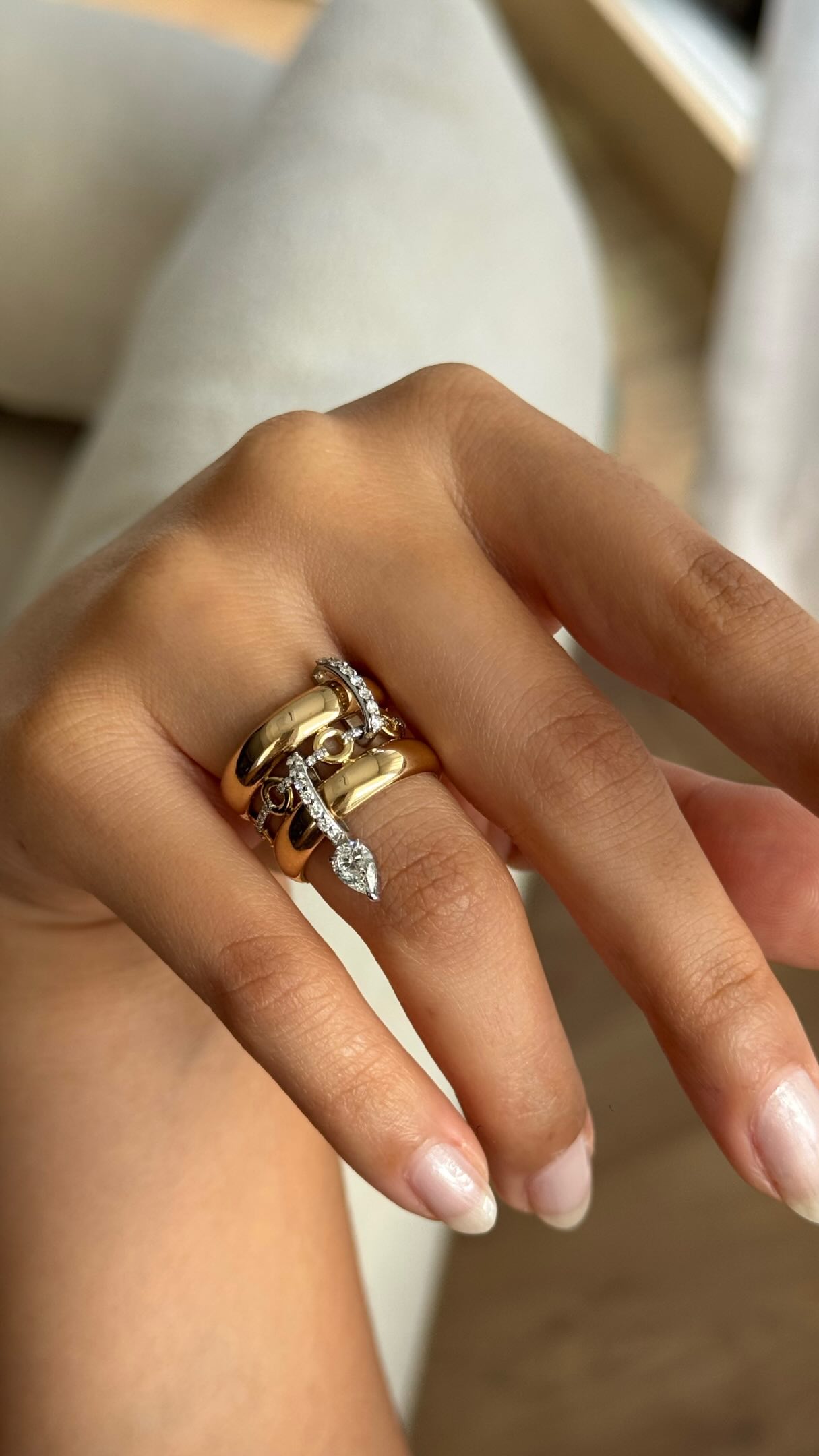 Sculpted Crystal Stack Ring (Size 7)