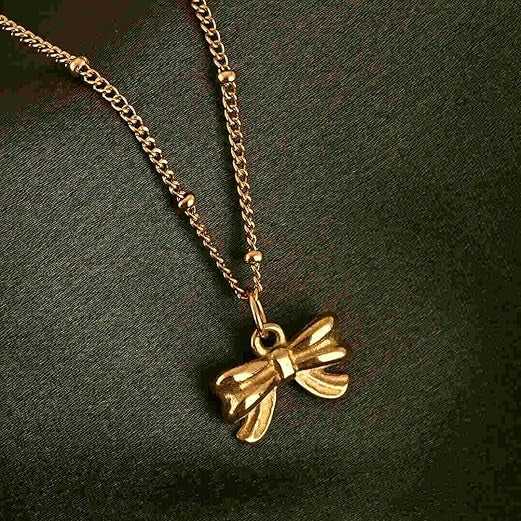 Mini Bow Gold Pendant Necklace