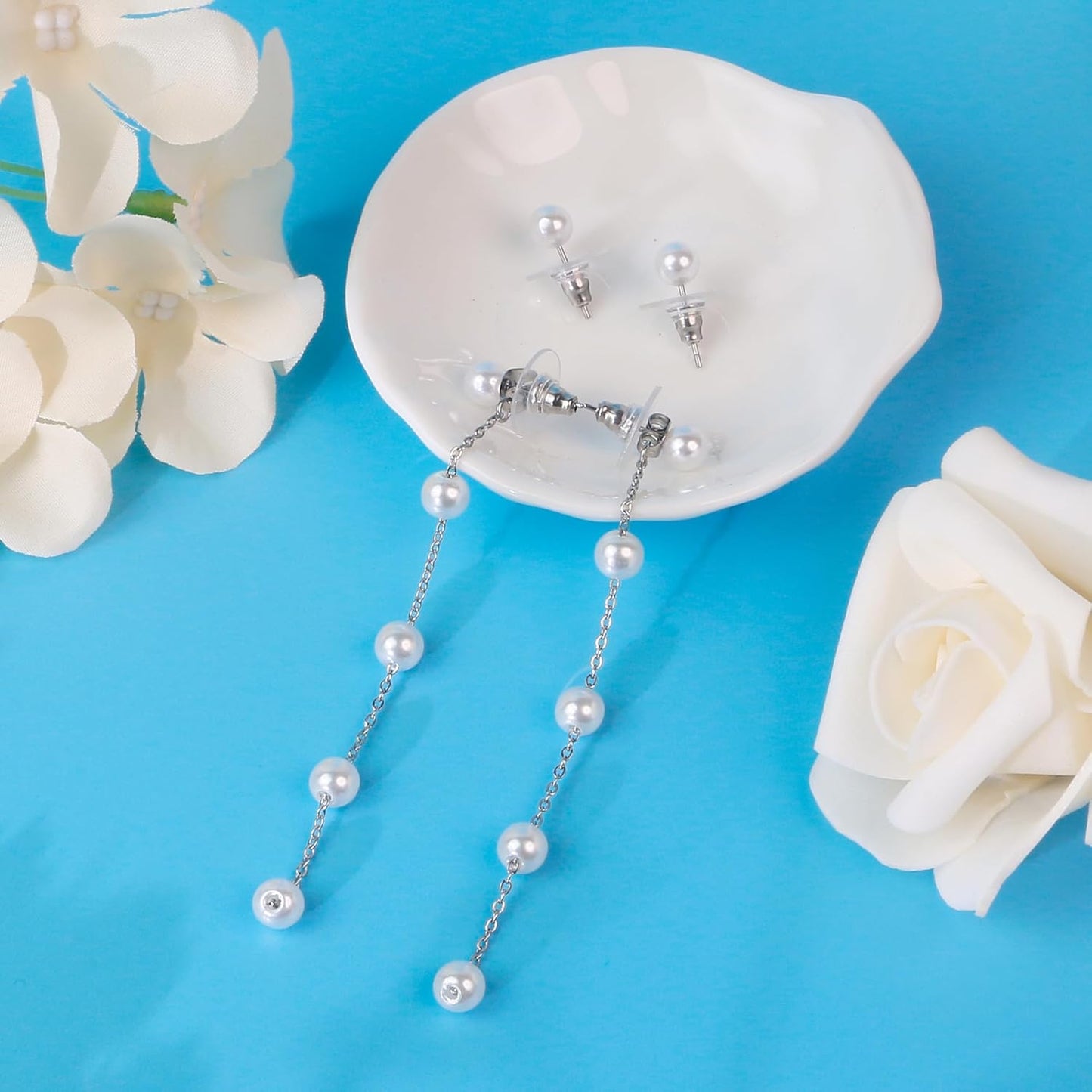 Convertible Double Pearl Drop Earrings – 2-in-1 Gold-Plated Stainless Steel