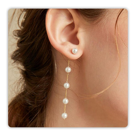 Convertible Double Pearl Drop Earrings – 2-in-1 Gold-Plated Stainless Steel