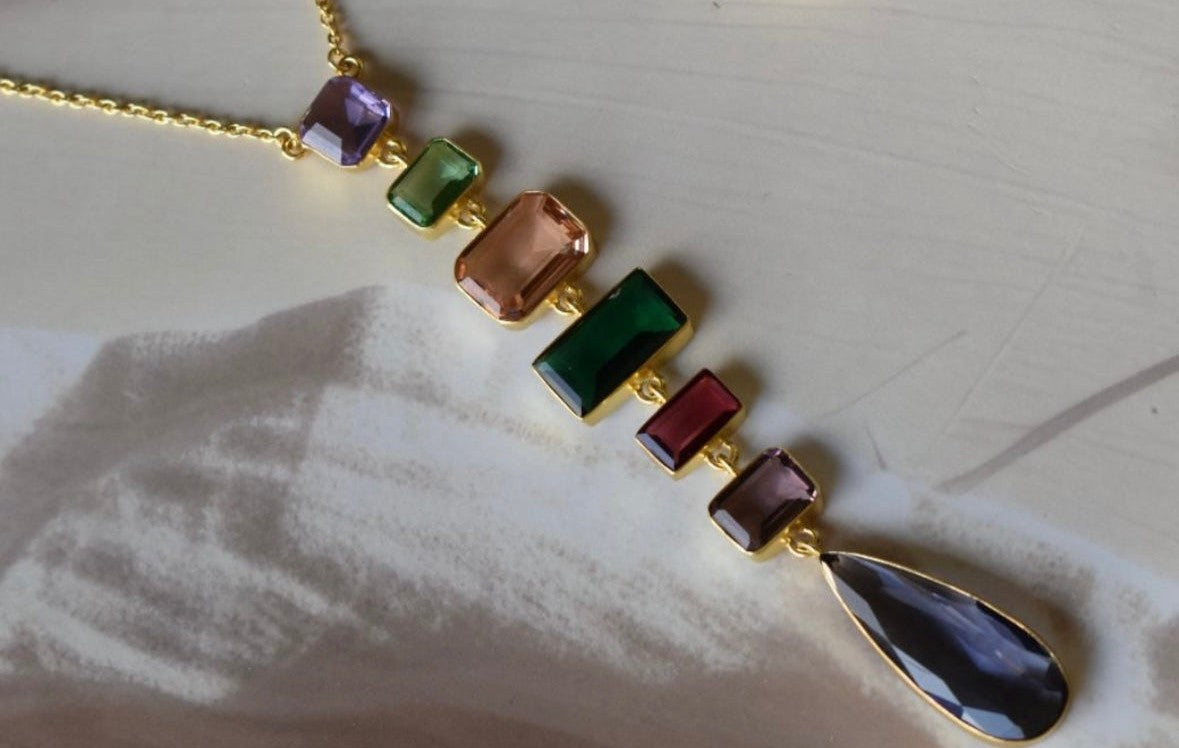 Twilight Cascade Multigem Statement Necklace