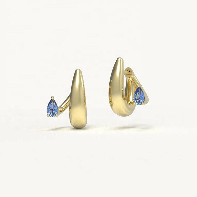 Adele Blue Drop Hoop Earrings