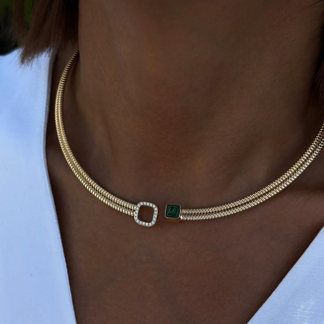Naomi Convertible Emerald Collar Necklace