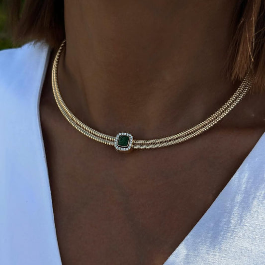 Naomi Convertible Emerald Collar Necklace